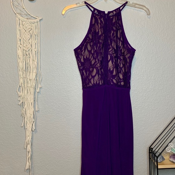 Royal Purple Floor Length Evening Gown Dress - Picture 4 of 8